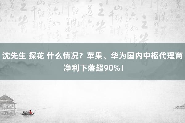 沈先生 探花 什么情况？苹果、华为国内中枢代理商 净利下落超90%！