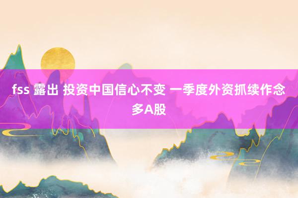 fss 露出 投资中国信心不变 一季度外资抓续作念多A股
