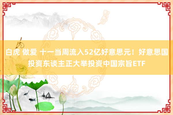 白虎 做爱 十一当周流入52亿好意思元！好意思国投资东谈主正大举投资中国宗旨ETF