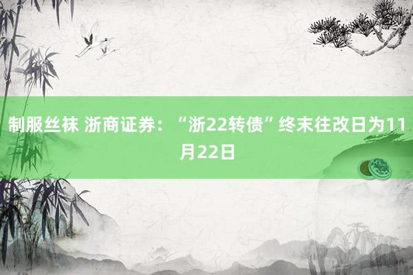制服丝袜 浙商证券：“浙22转债”终末往改日为11月22日