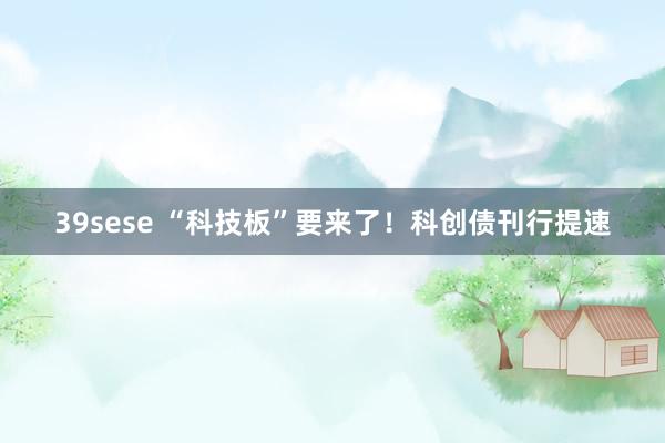 39sese “科技板”要来了！科创债刊行提速